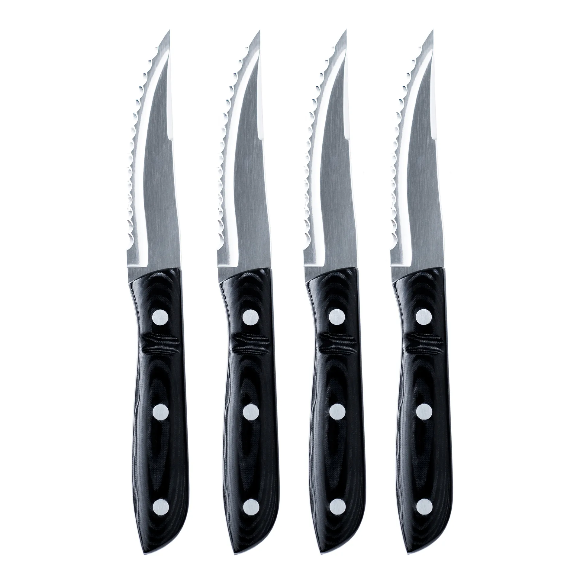 Gense - Old farmer micarta Steakkniv xl 23,5 cm 4 stk. Sort/Stål