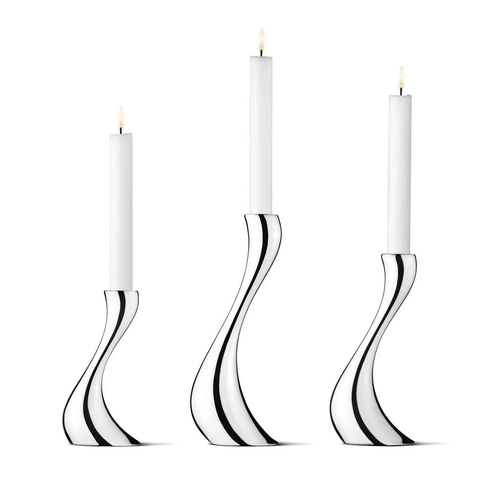 Georg Jensen Cobra ljusstake 3-pack rostfritt st&aring;l