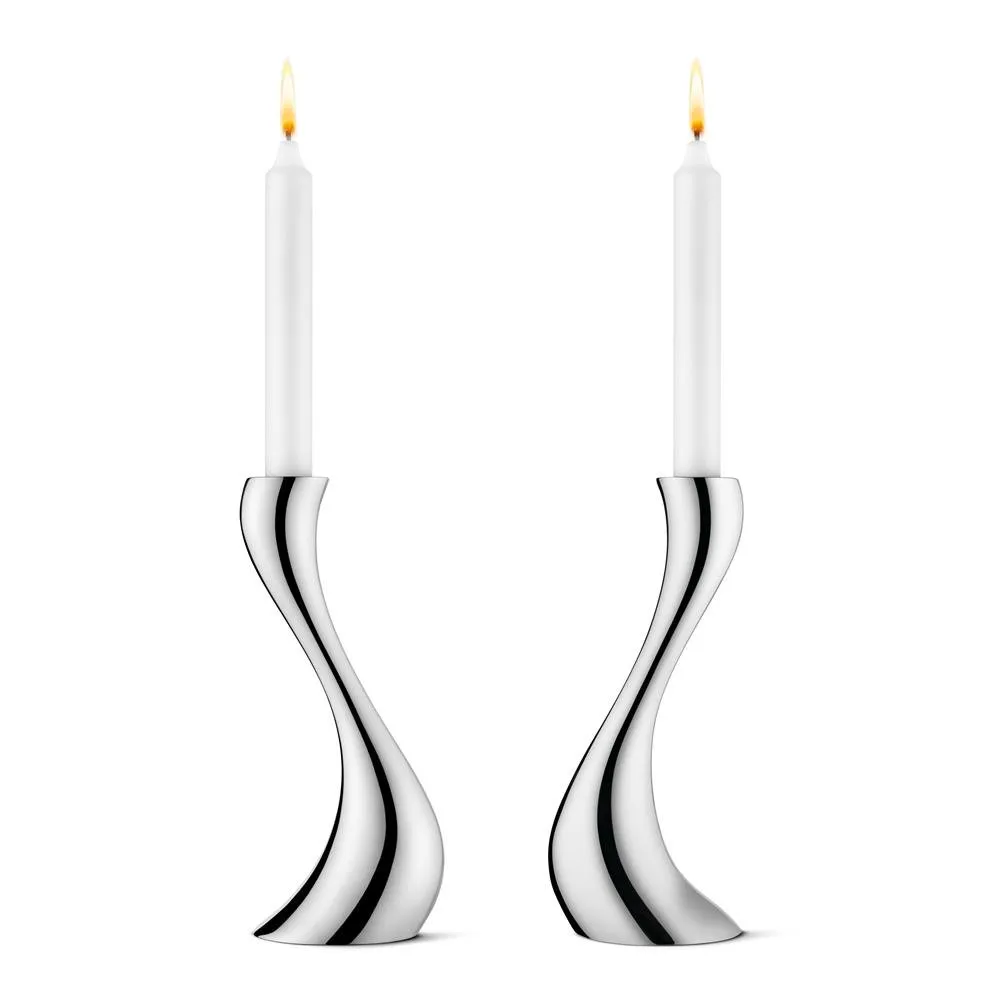 Georg Jensen - Georg Jensen Cobra lysestage 2 stk medium, stål