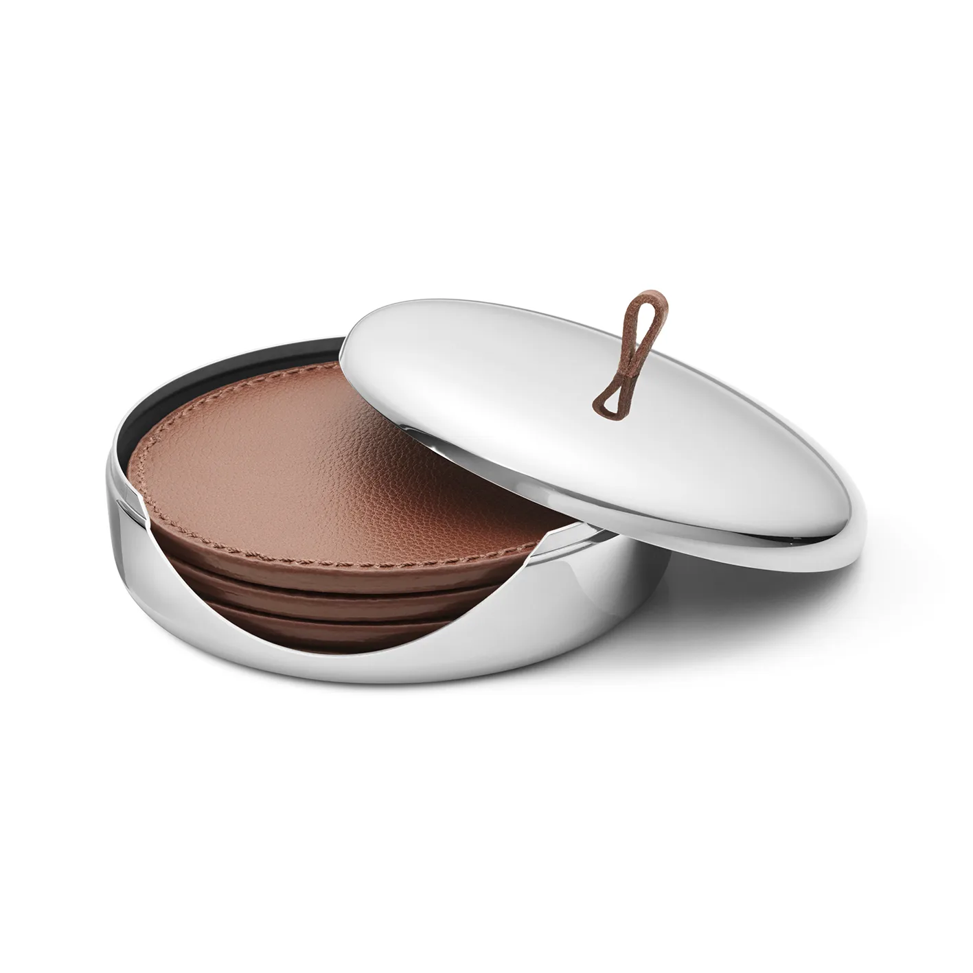 Georg Jensen Dessous de verre Sky Lot de 4 Cuir marron