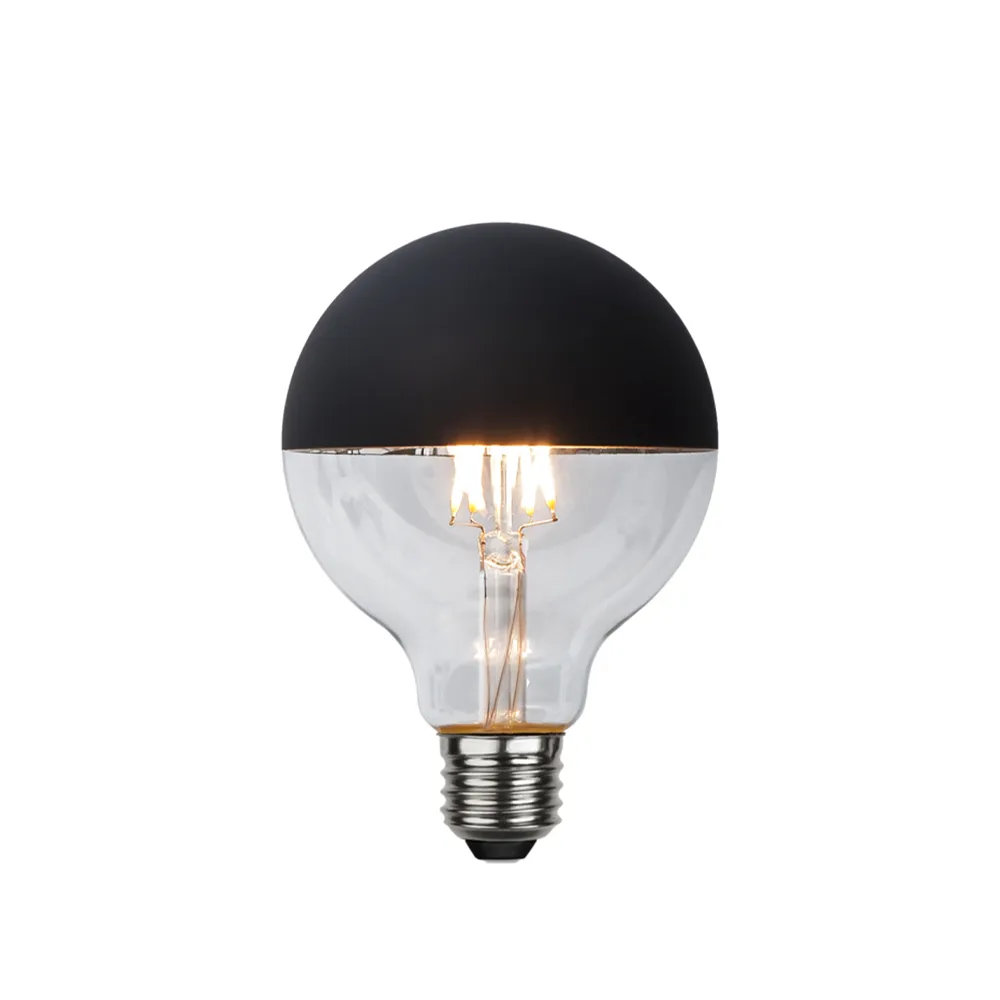 Globen Lighting Ampoule Glob LED transparent, dessus noir en miroir, e27, 2,8w e27, 4w
