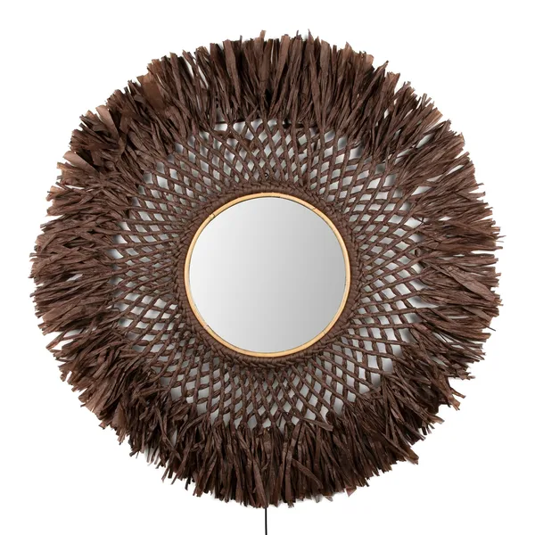 Boho vägglampa med spegel Ø90 cm