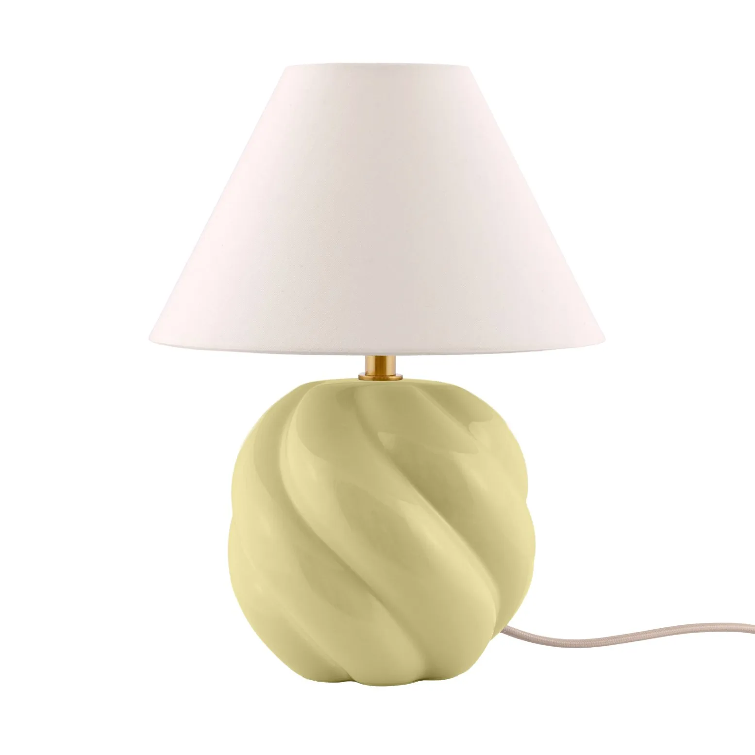DAHLIA bordlampe, beige/gul, højde 31 cm - Globen Lighting - Stue - Stof / tekstil - Med én lyskilde