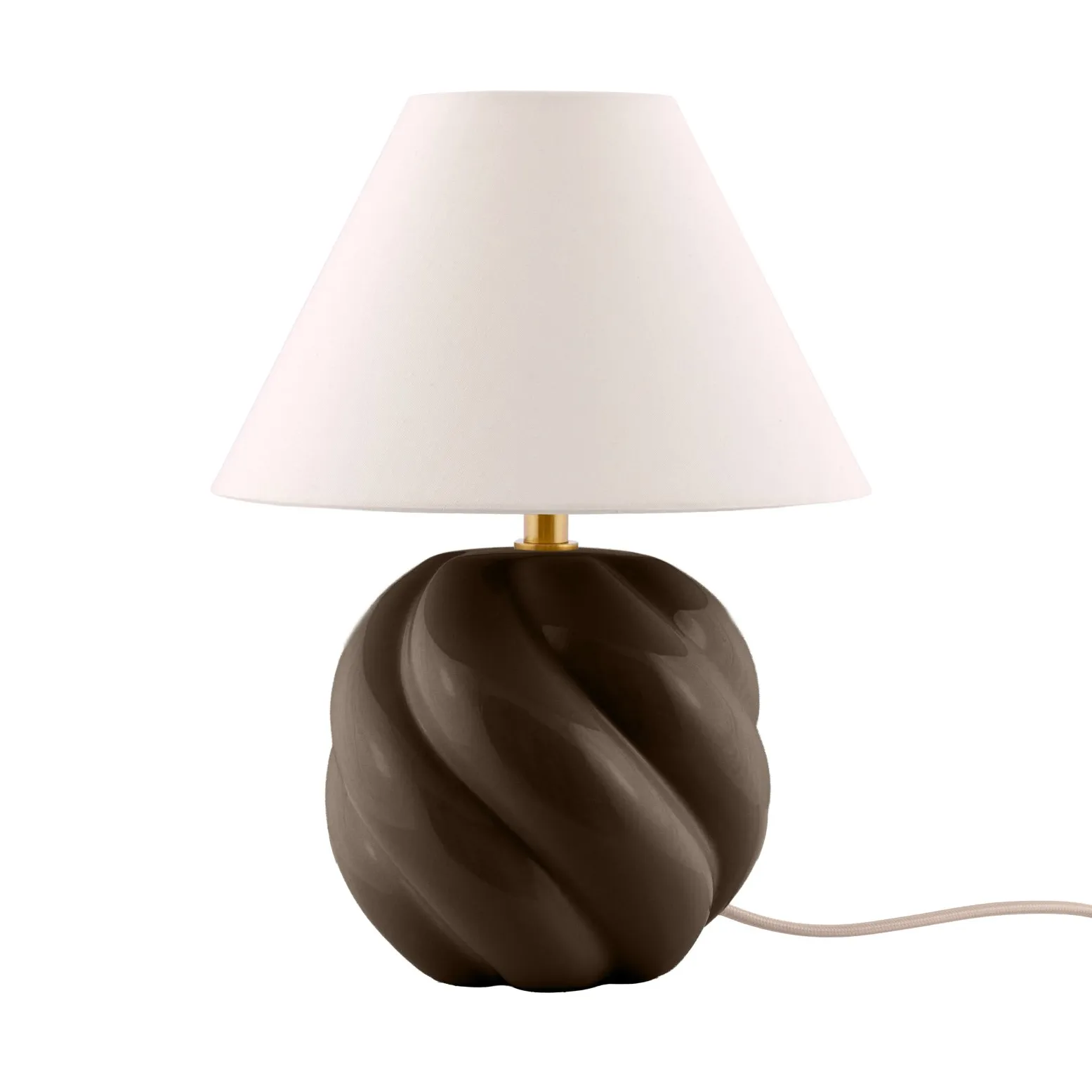 DAHLIA bordlampe, beige/brun, højde 31 cm - Globen Lighting - Stue - Stof / tekstil - Med én lyskilde