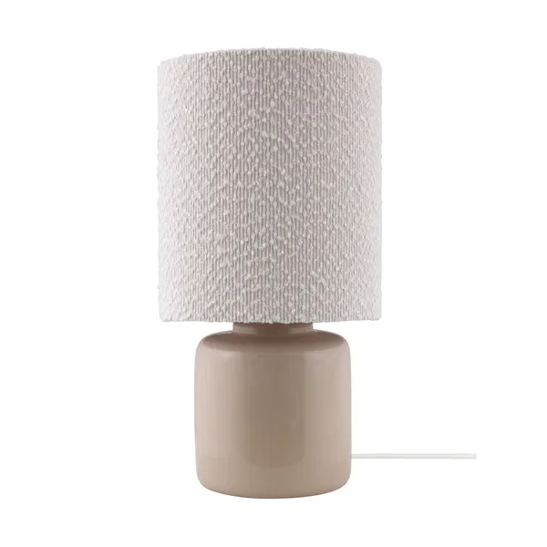 Florian bordslampa, Vit bouclé/beige, Ø20x39 cm