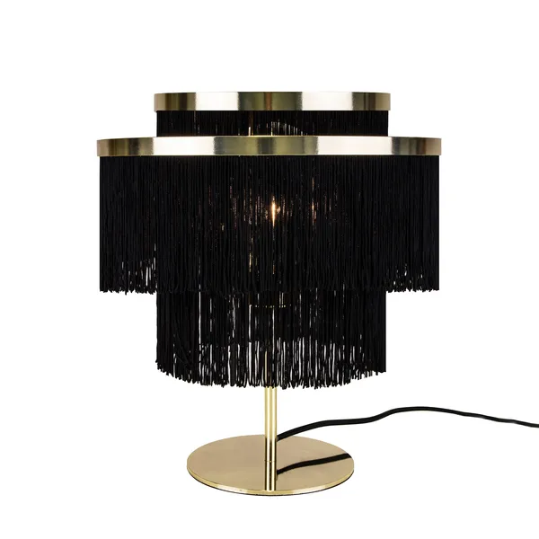 Frans bordslampa, svart, mässing