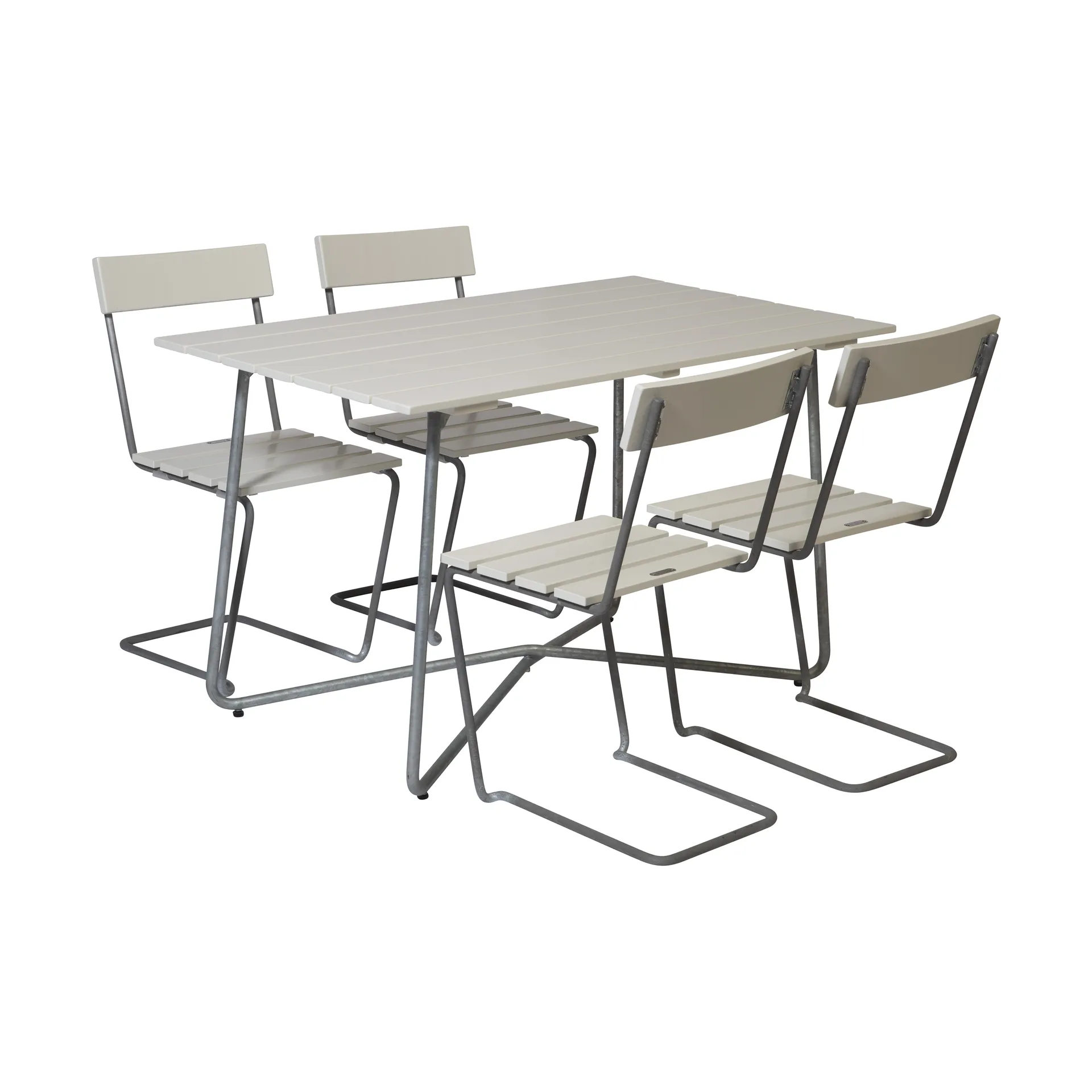 Grythyttan Stålmöbler Ensemble de salle à manger Grythyttan B25A + 4 chaises 1 chêne laqué blanc
