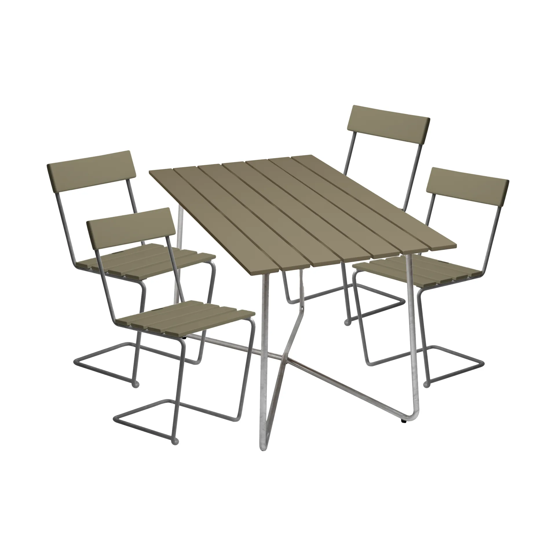 Grythyttan Stålmöbler Ensemble de salle à manger Grythyttan B25A + 4 chaises 1 vert clair