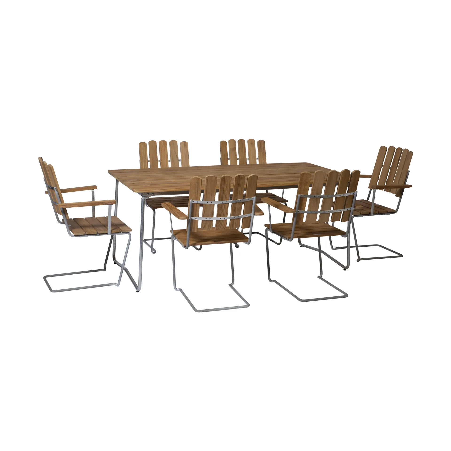 Grythyttan Stålmöbler Ensemble Salle à Manger Grythyttan teck B31 + 6 A2