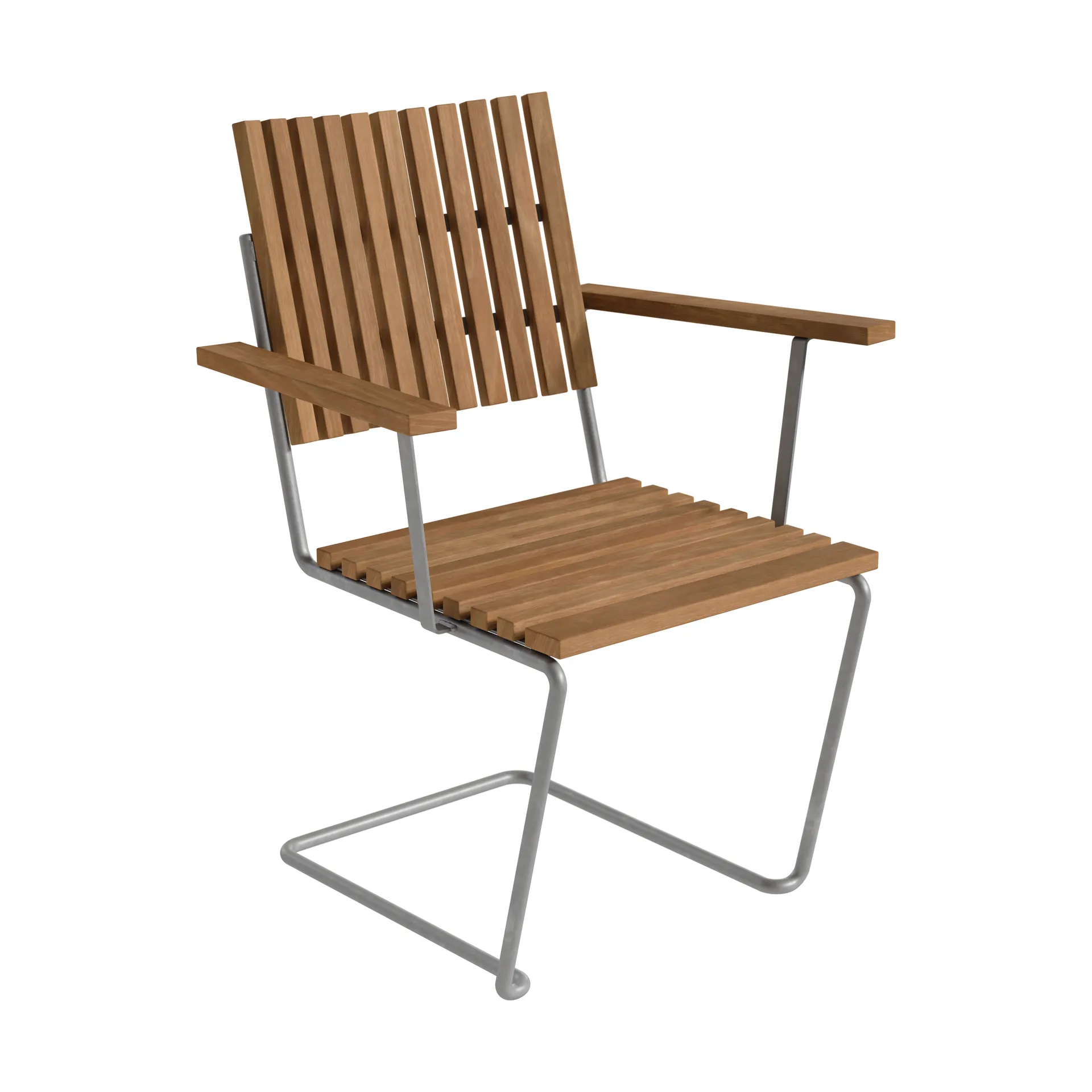 Grythyttan Stålmöbler Fauteuil Bovik Structure en teck et acier galvanisé