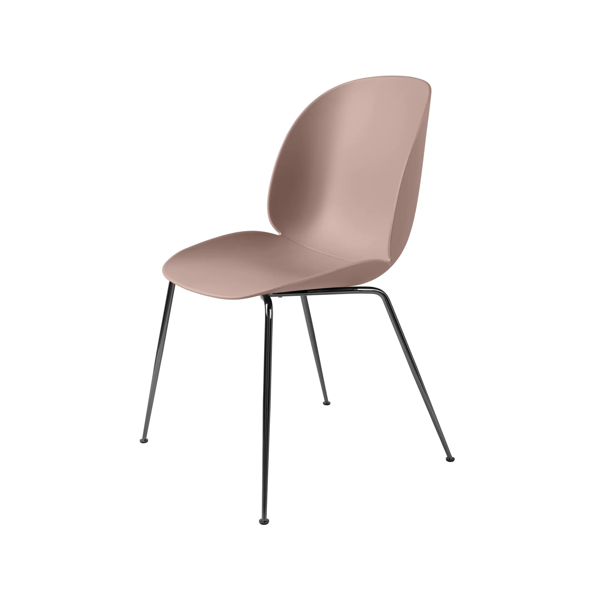 GUBI Chaise Beetle sweet pink, structure en acier chromé noir