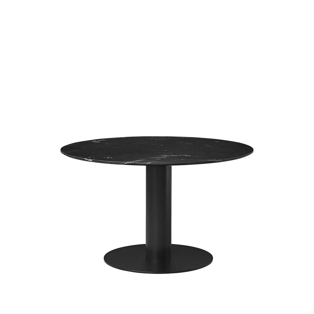 GUBI Table à manger Gubi 2.0 marble black, ø110, structure noire