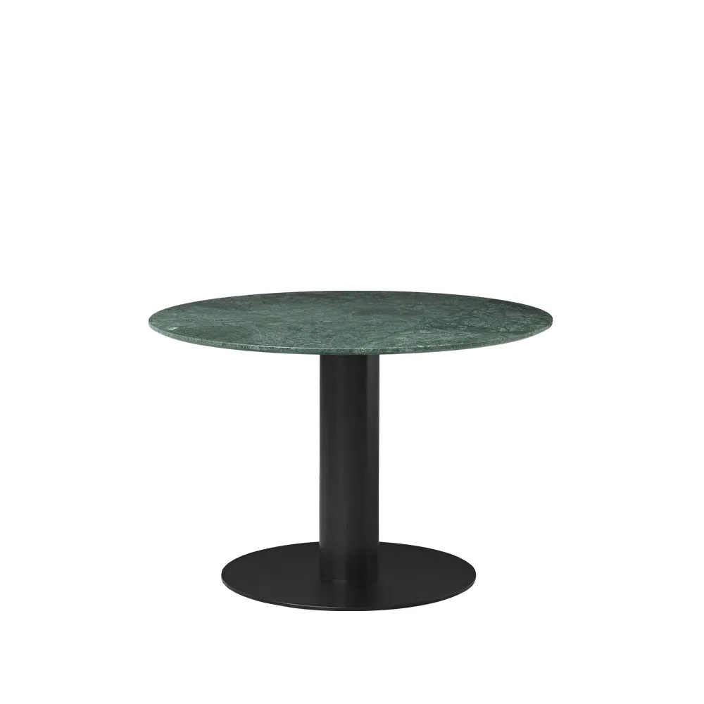 GUBI Table à manger Gubi 2.0 marble green, ø110, structure noire