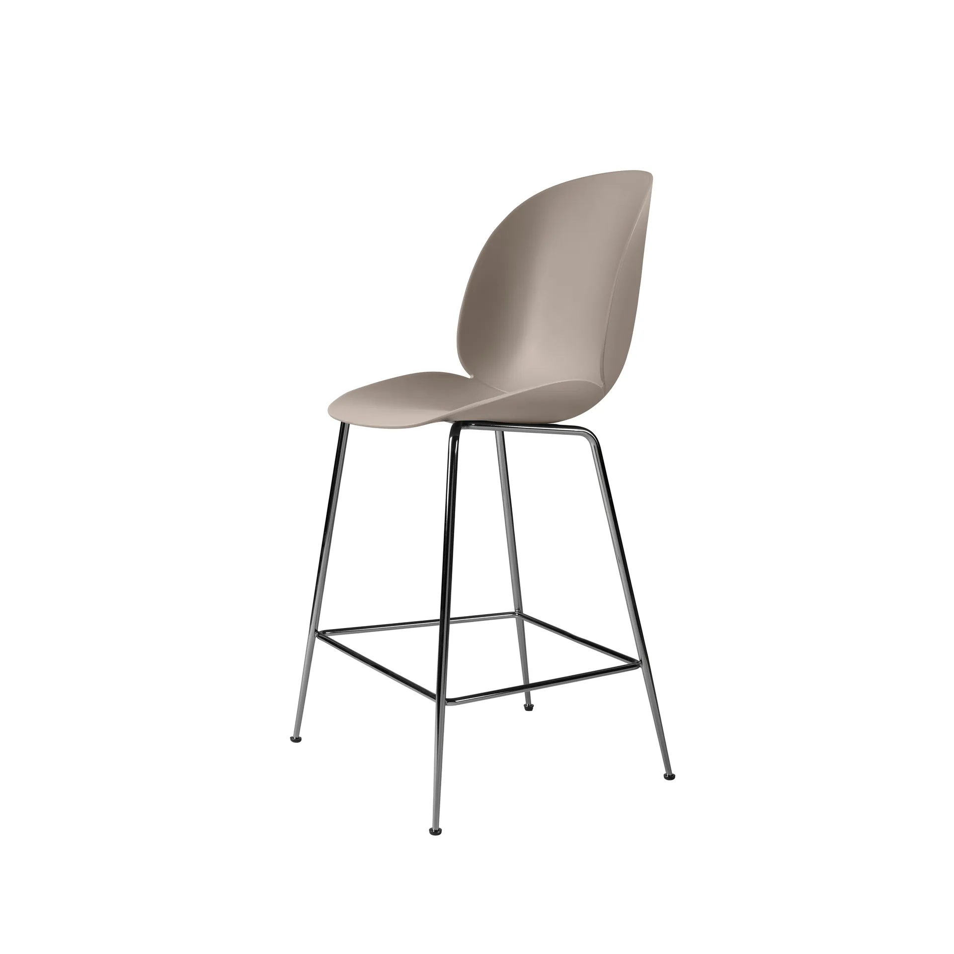 GUBI Tabouret de bar Gubi 3D bas new beige, structure en acier chromé noir