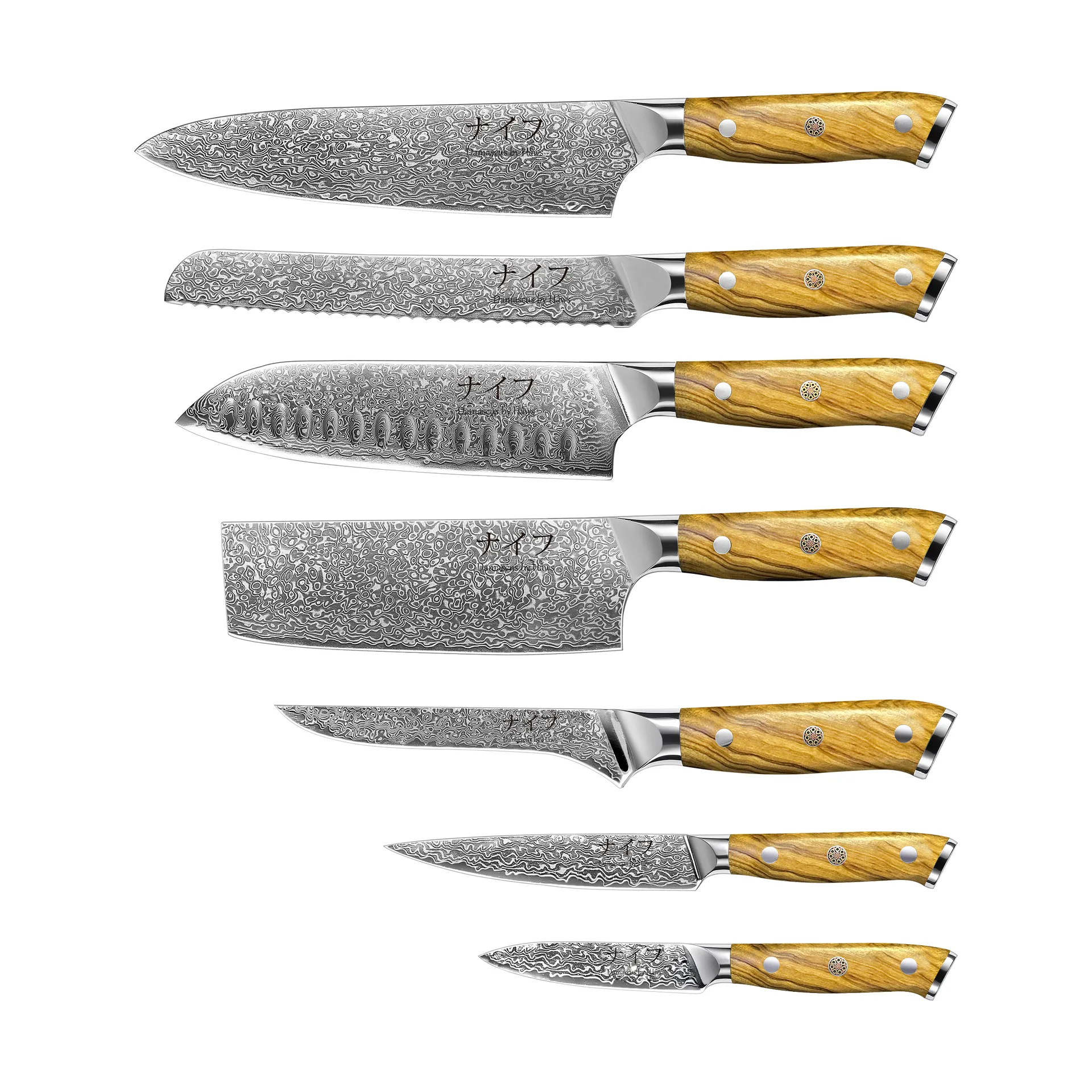 Hâws Damascus by Hâws knivesæt 7-dele Brun-rustfrit stål