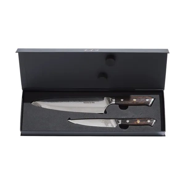 Damascus By Hâws kock- & universalknivset 2 delar, Wengé