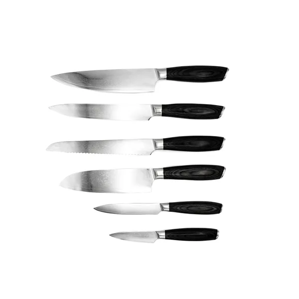 Damascus knivset 6-delar, Brun-rostfritt stål