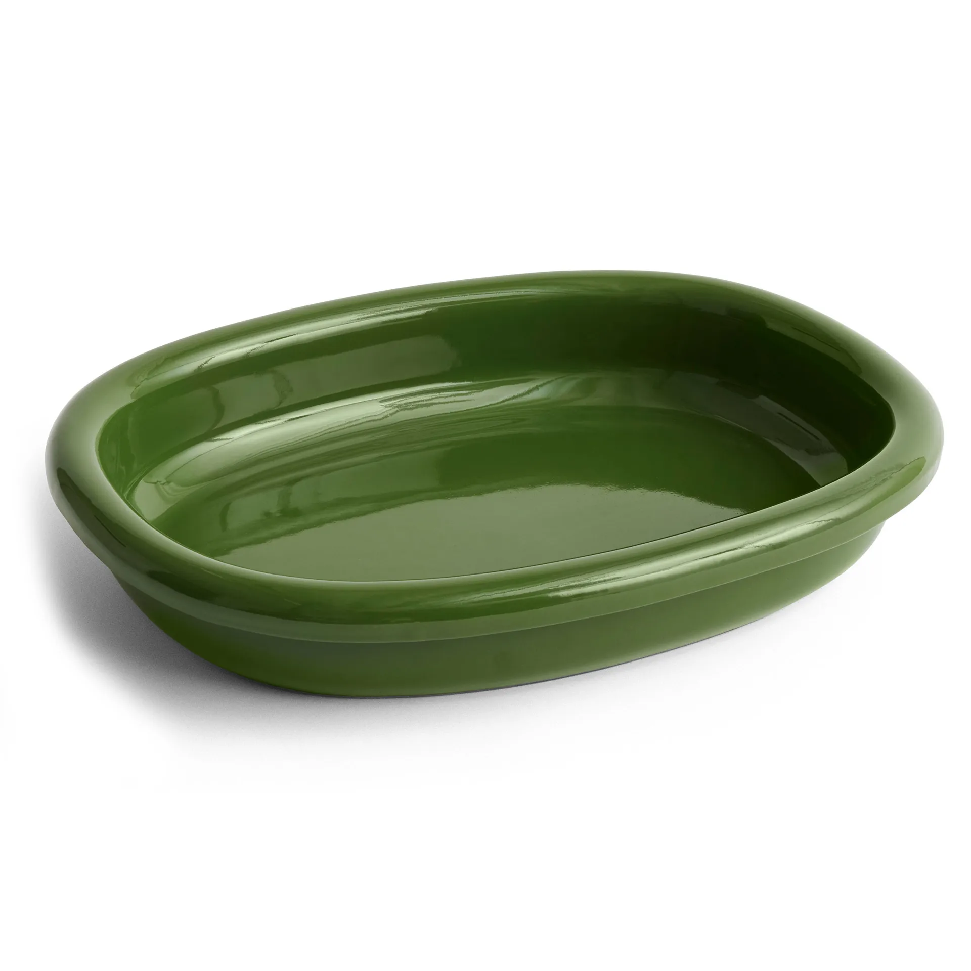 HAY Barro ovalt serveringsfad Green, large 27x36 cm