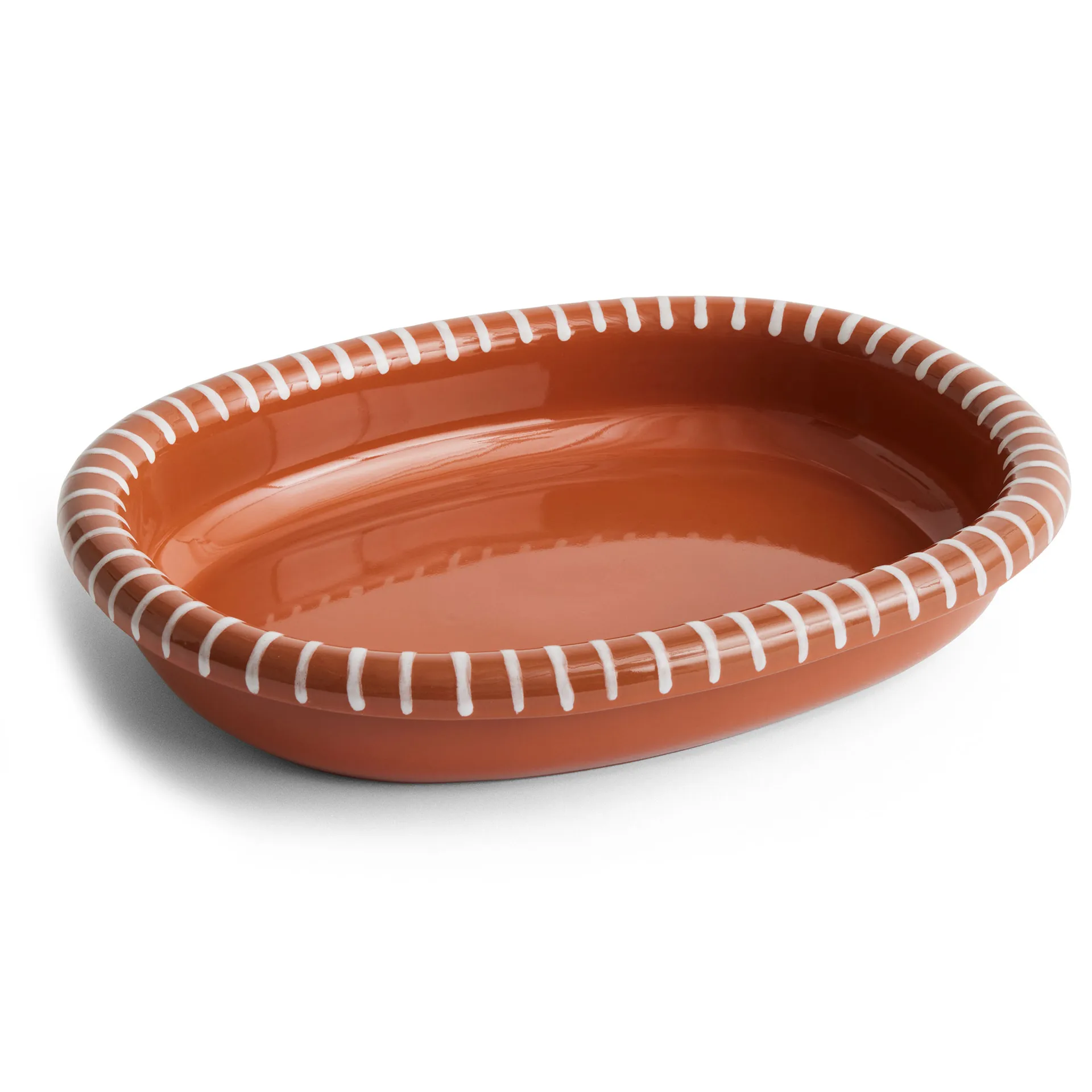 HAY Barro ovalt serveringsfad Natural with stripes, large 27x36 cm