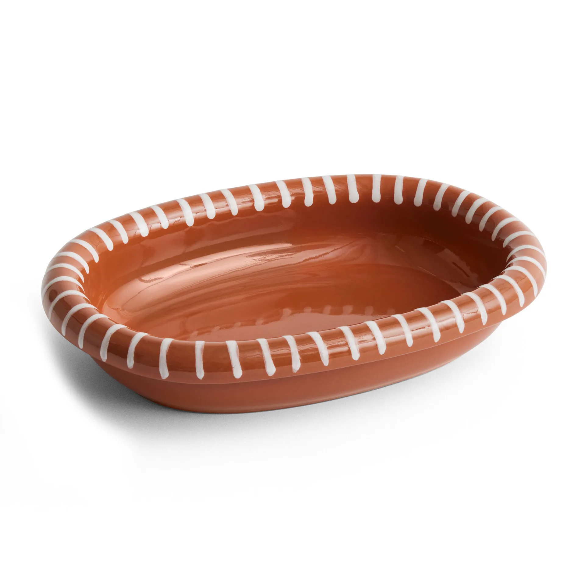 HAY Barro ovalt serveringsfat Natural with stripes, small 20x27,5 cm