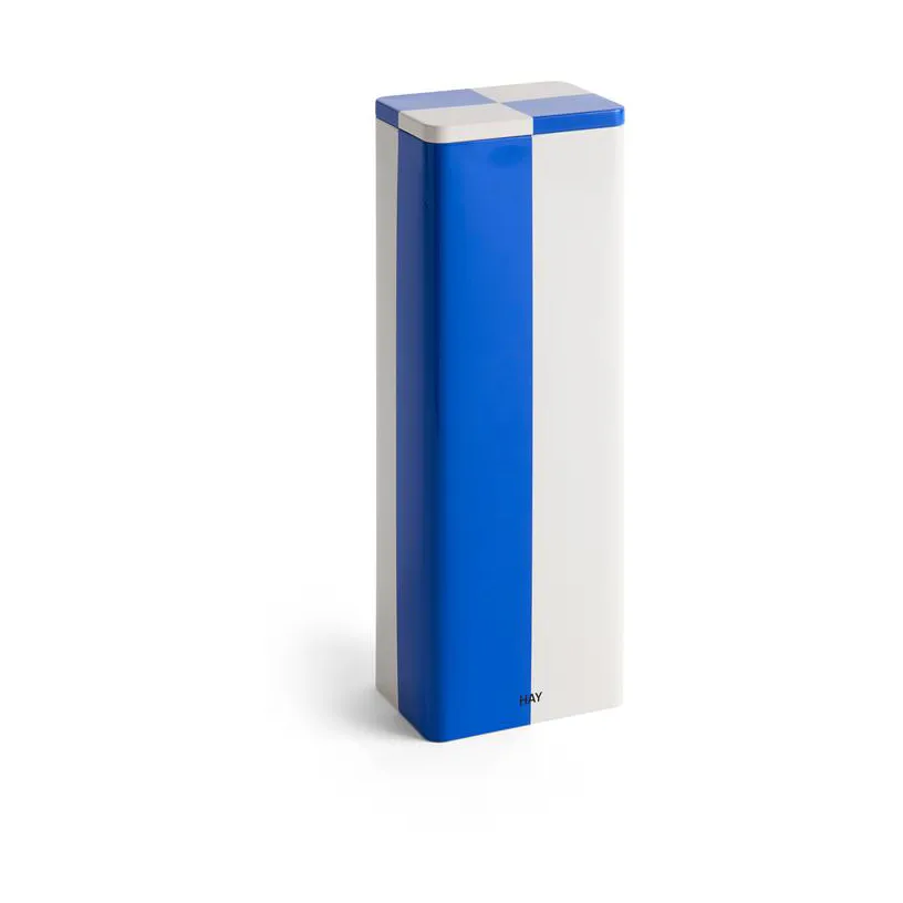 HAY Boîte de rangement Tin Container Slim Slim blue-off white