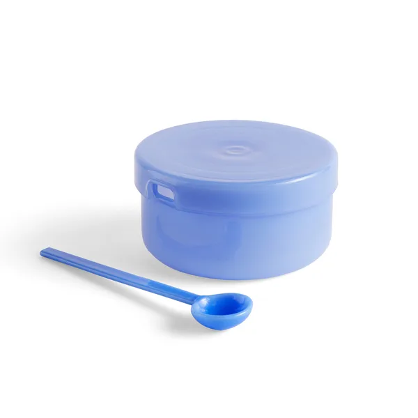 Borosilicate skål med lock och sked, Jade