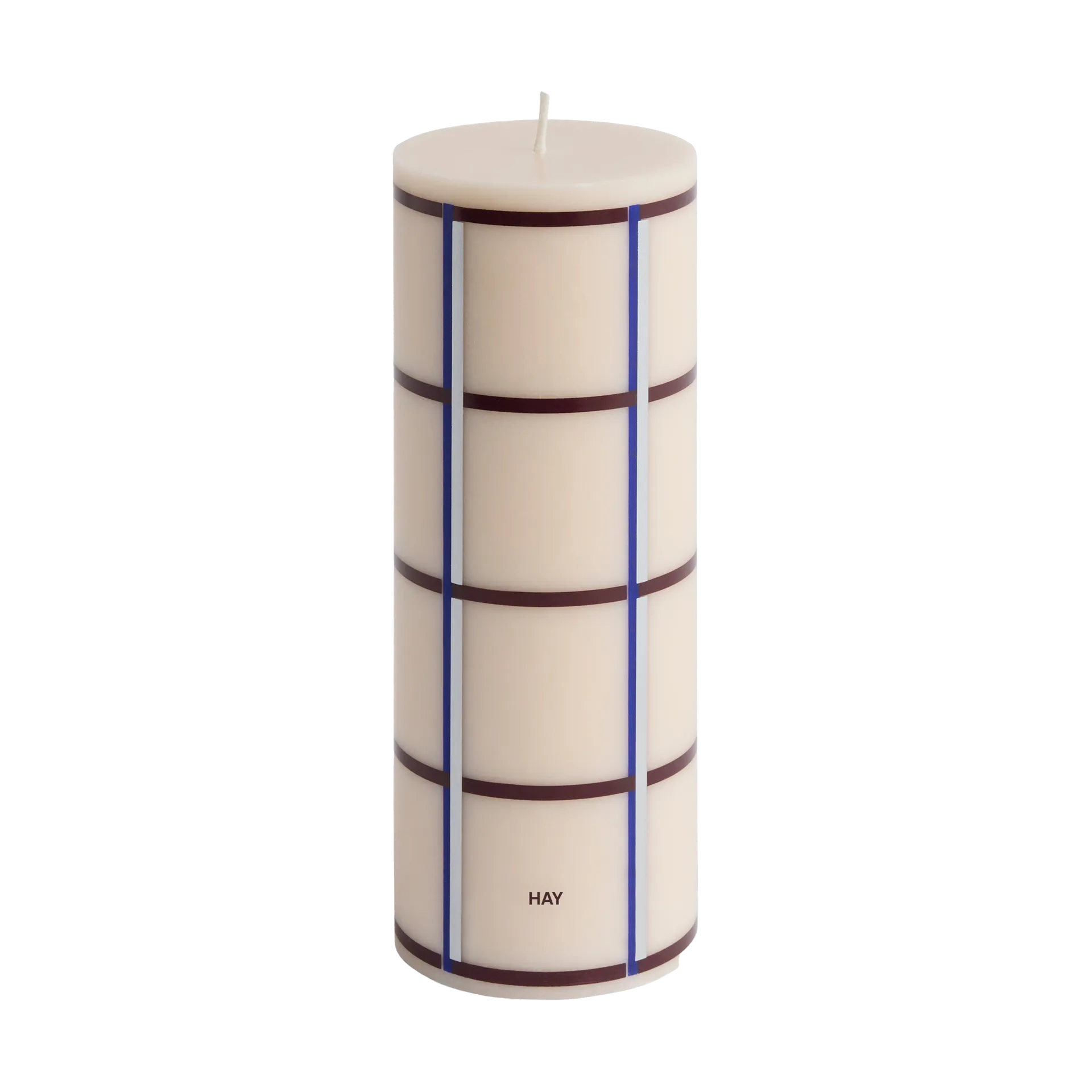 HAY Bougie bloc Column Candle medium Off white-bordeaux-blue-silver