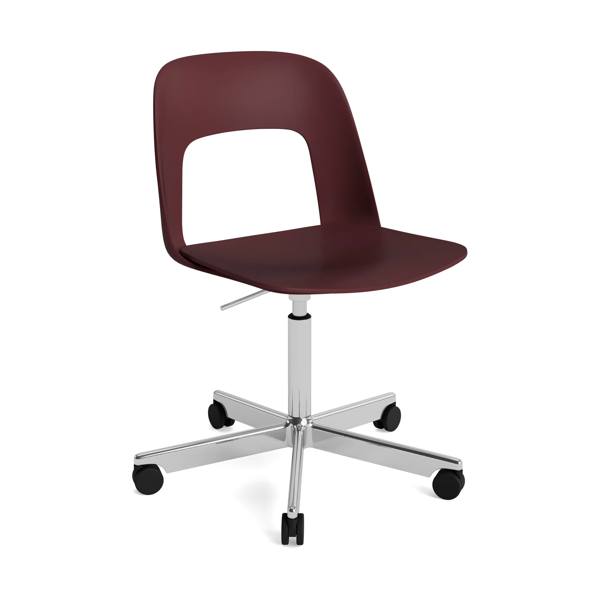 HAY Chaise Layout Chair 141 Bordeaux-aluminium poli