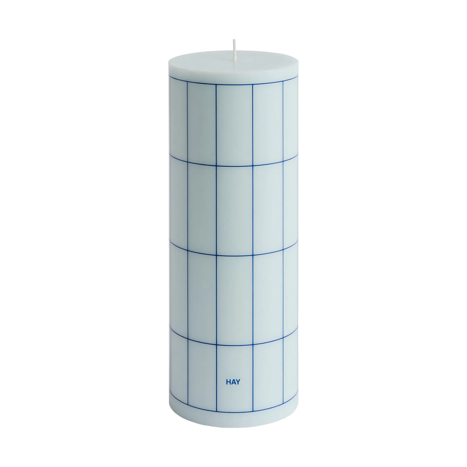 HAY Column Candle bloklys large 25 cm Light blue-blue grid check