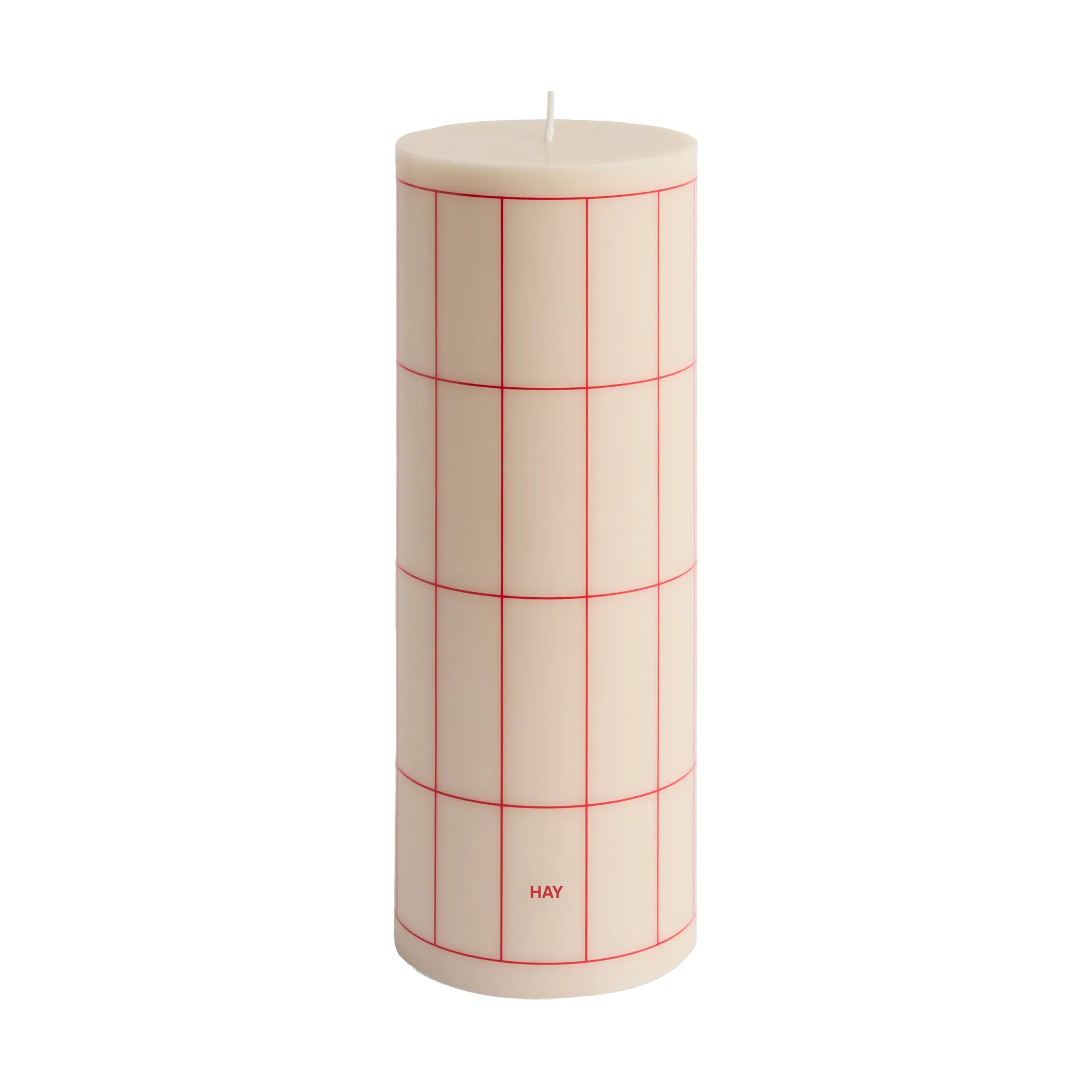 HAY Column Candle bloklys large 25 cm Off white-red grid check