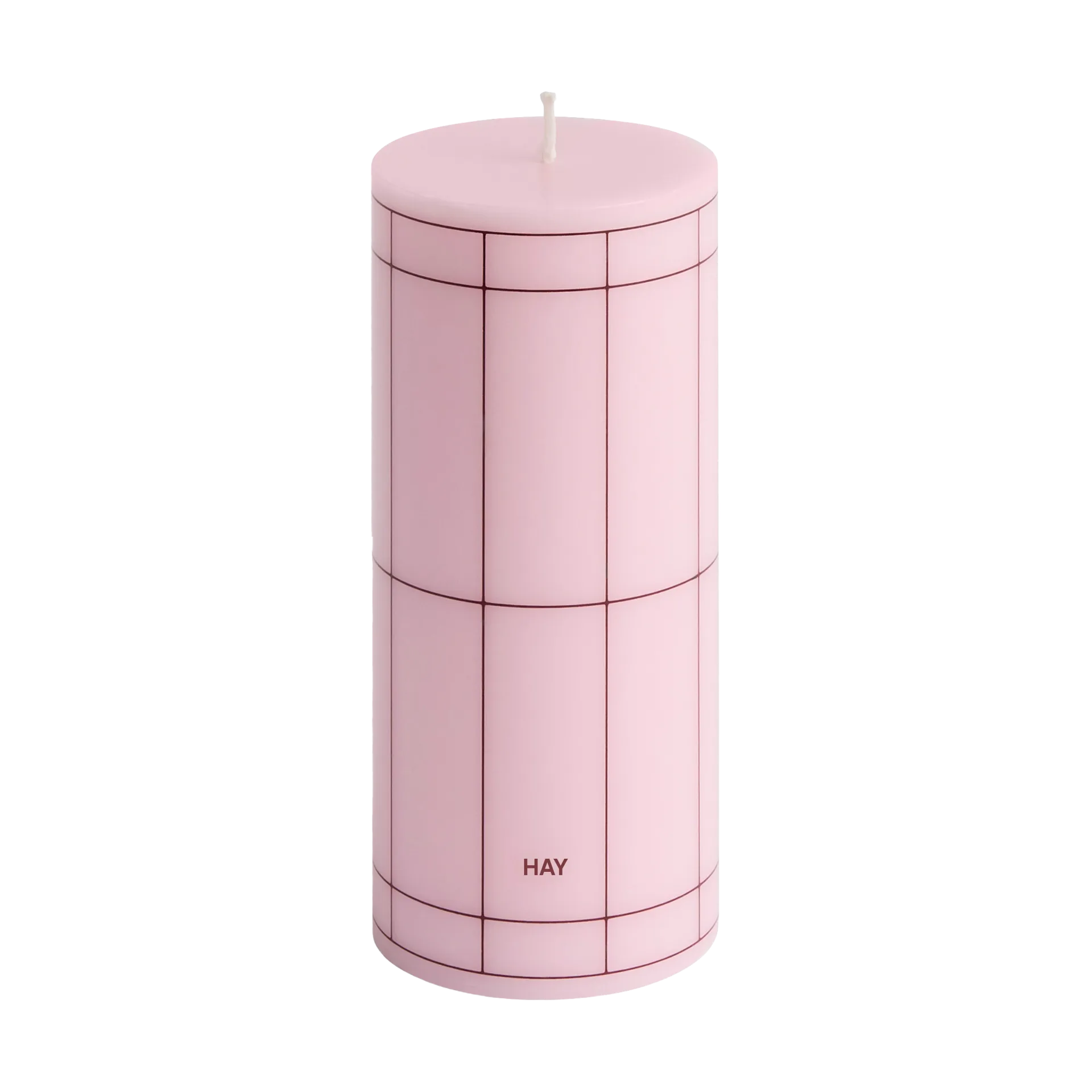 HAY Column Candle bloklys small 15 cm Light pink-bordeaux grid