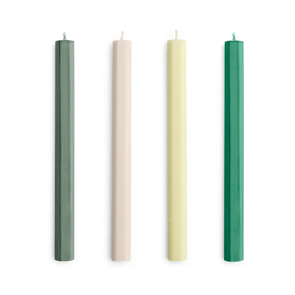 Hexagon Candle ljus mix 4-pack, Greens-whites