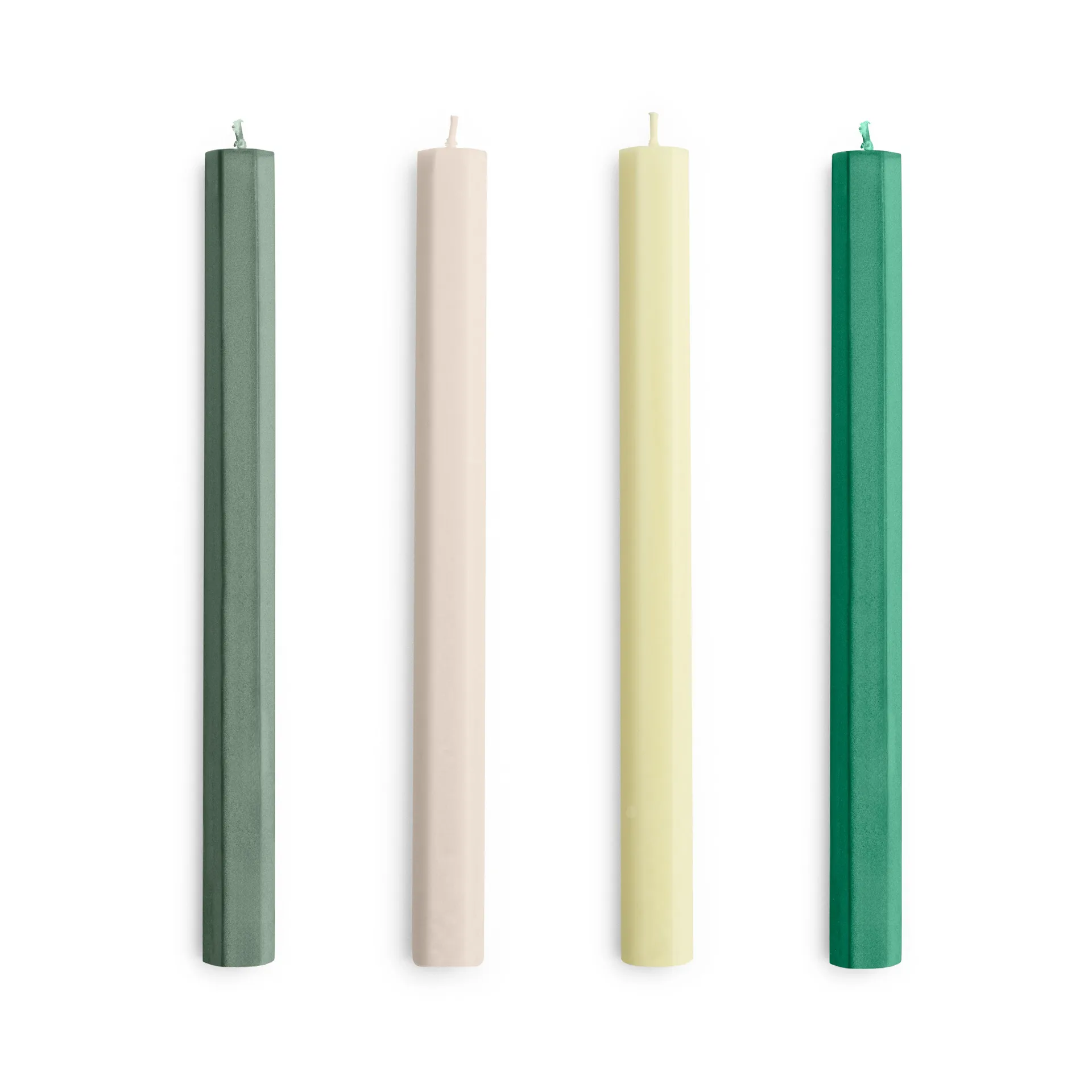 HAY Hexagon Candle lys mix 4-pak Greens-whites