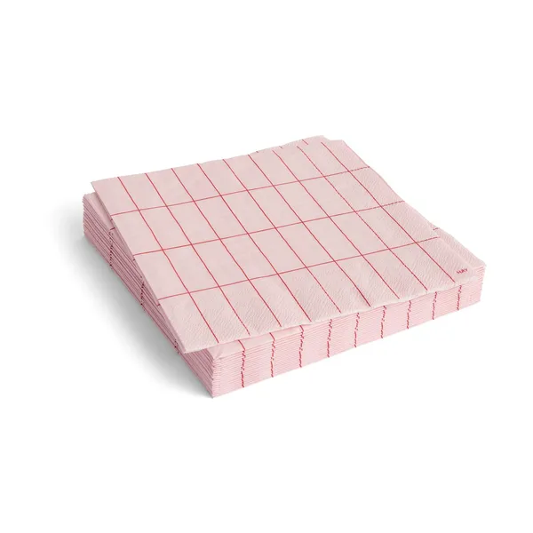 Pattern Dinner servett 40x40 cm 20-pack, Light pink-red grid