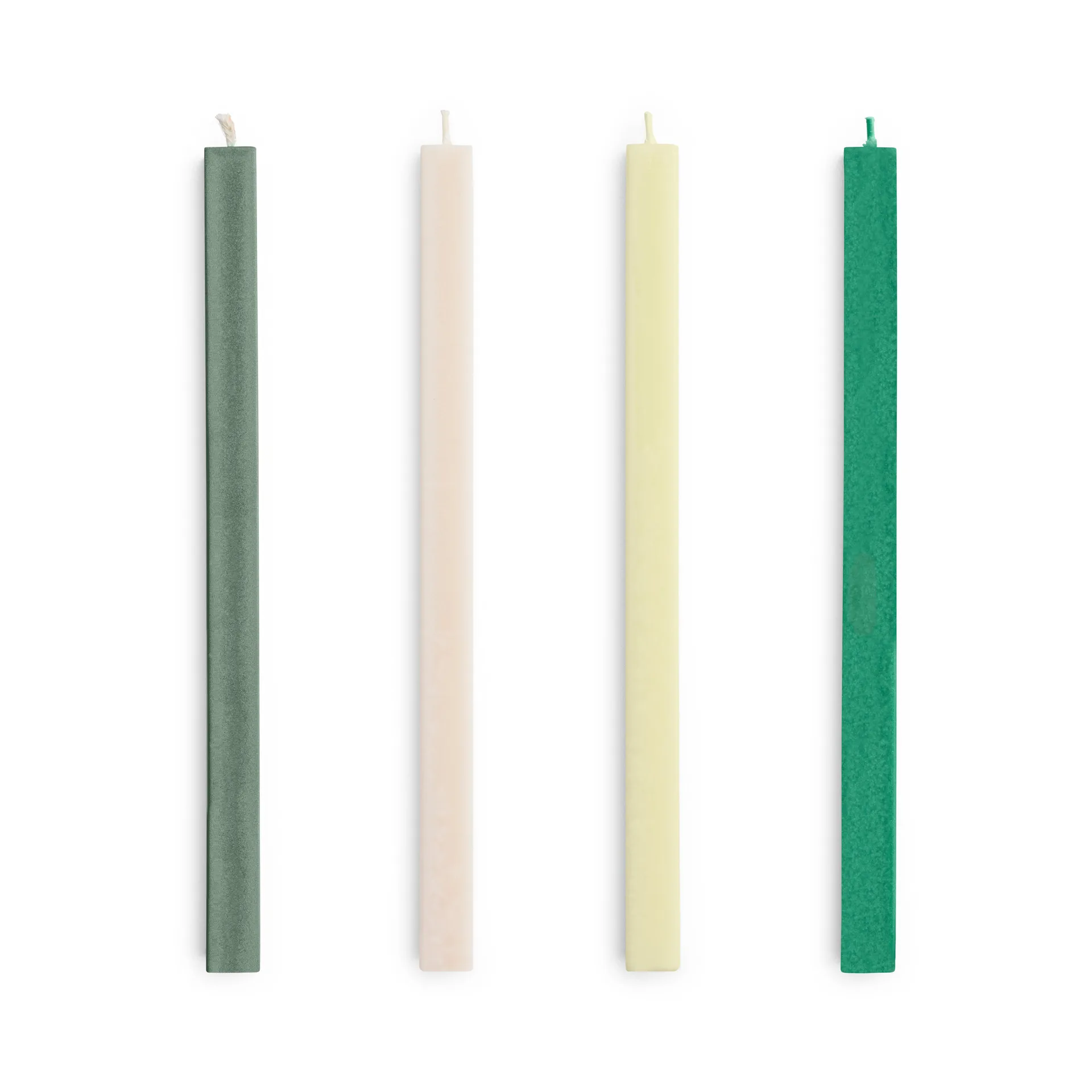 HAY Square Candle lys mix 4-pak Greens-whites