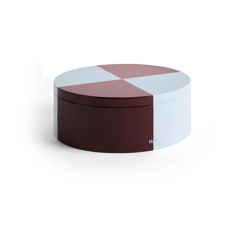 HAY Tin Container Round opbevaringsbøtte Burgundy-ice blue