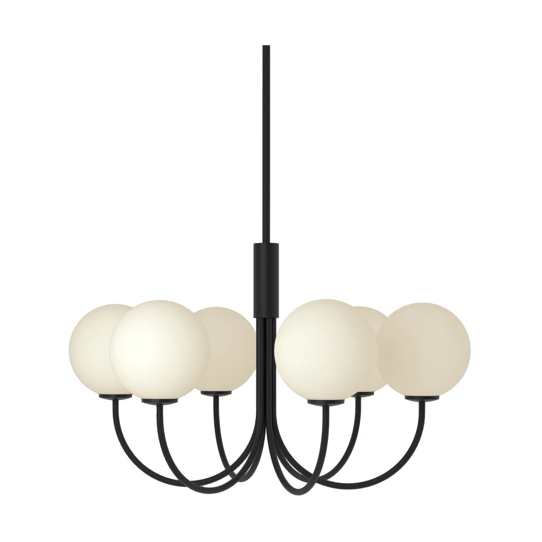 BALLON lysekrone, sort, Ø 60 cm, 6 lyskilder - Herstal - Stue - Design - Metal - Med flere lyskilder