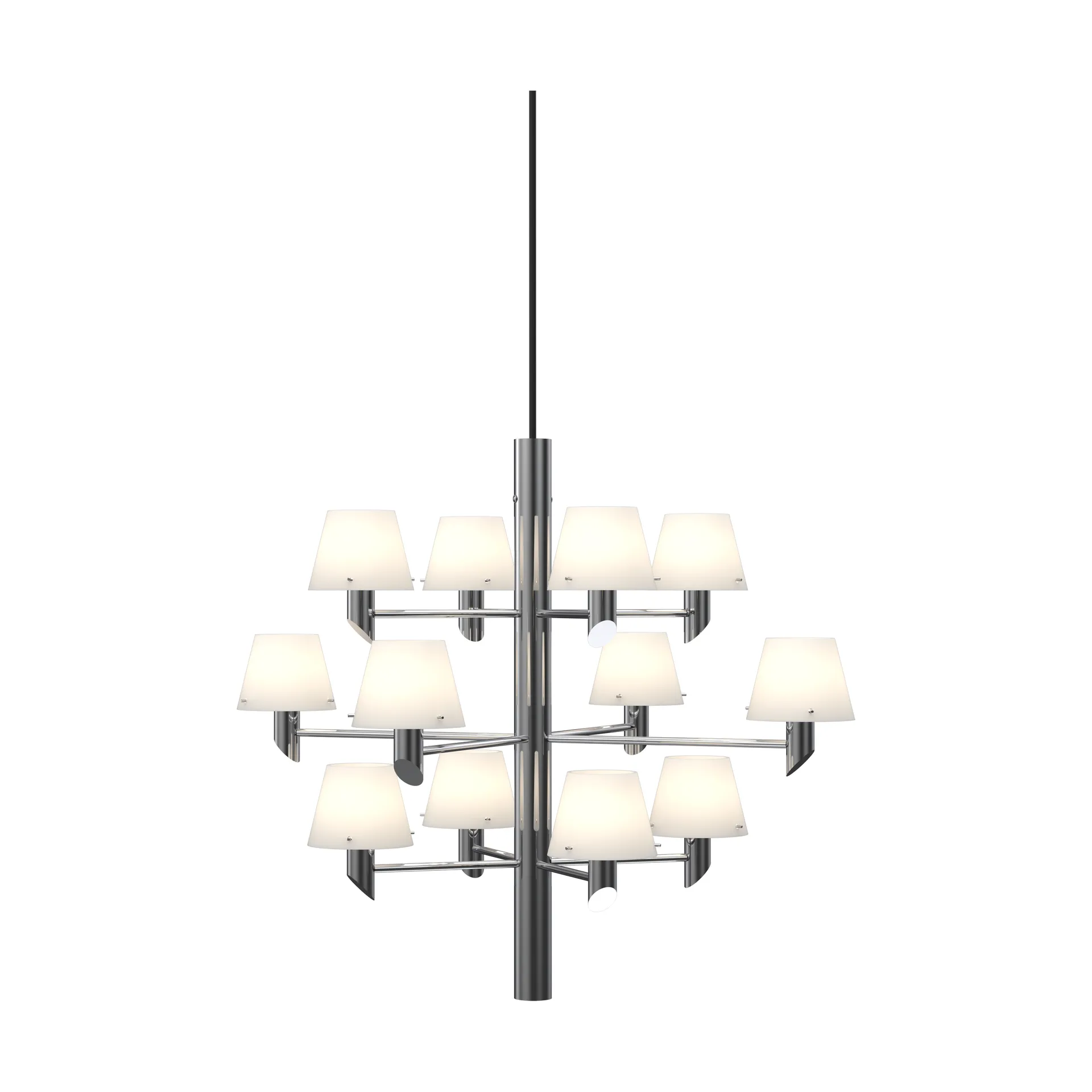 Gil lysekrone, kromfarvet, Ø 67 cm, 12 lyskilder - Herstal - Stue - Design - Metal - Med flere lyskilder