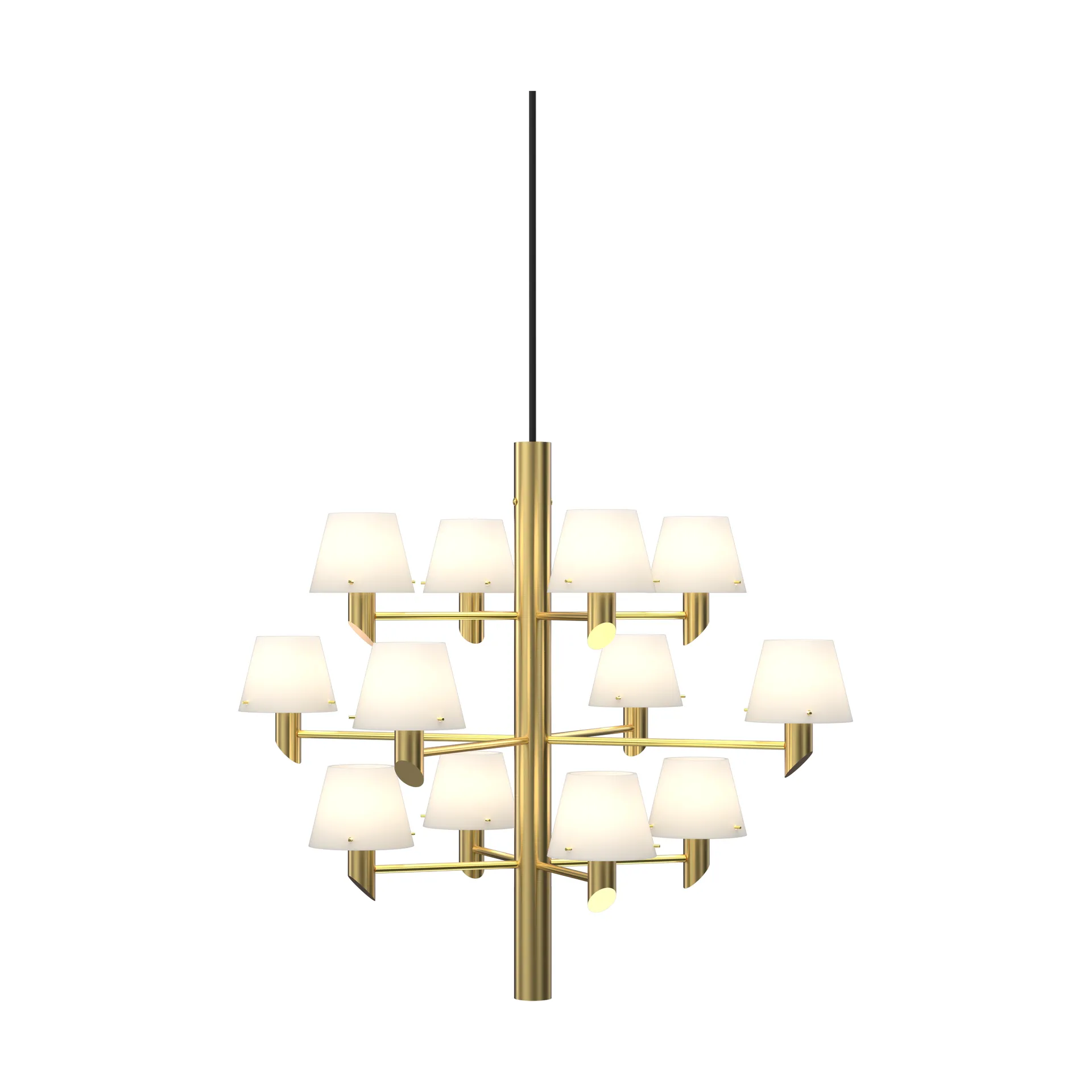 Gil lysekrone, messingfarvet, Ø 67 cm, 12 lyskilder - Herstal - Stue - Design - Metal - Med flere lyskilder