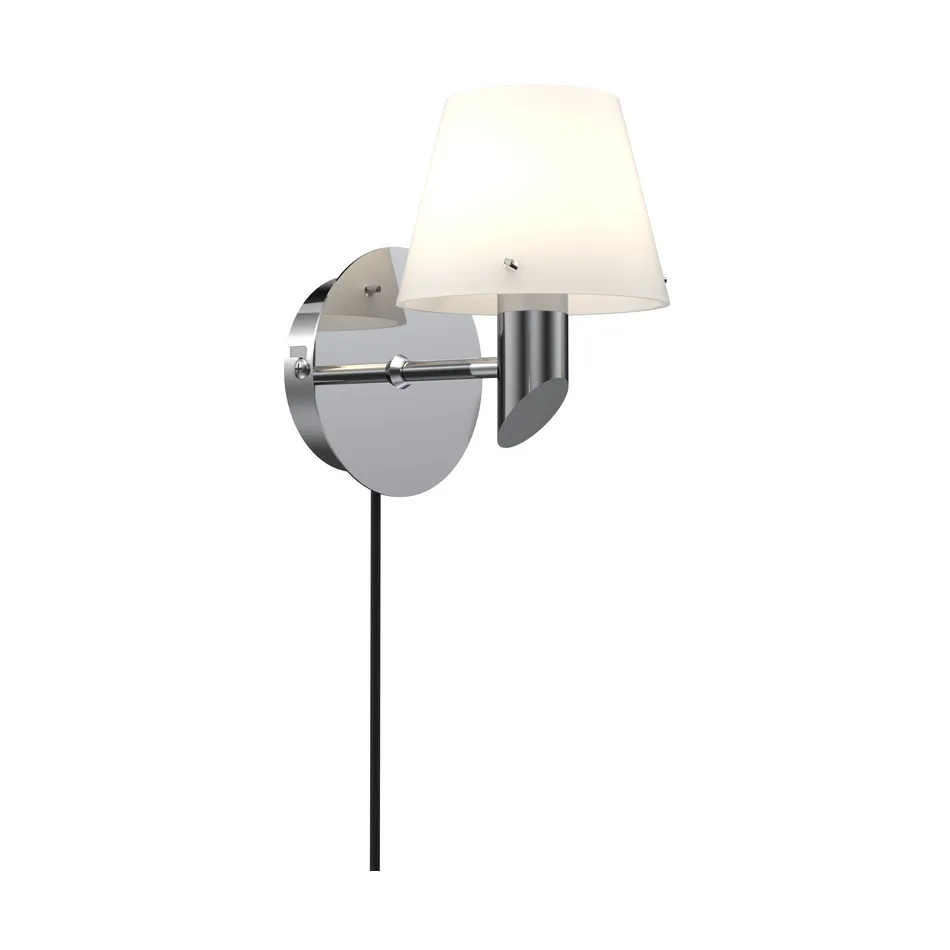 Gil væglampe, kromfarvet, Ø 10 cm, stik - Herstal - Stue - Design - Metal - Med én lyskilde