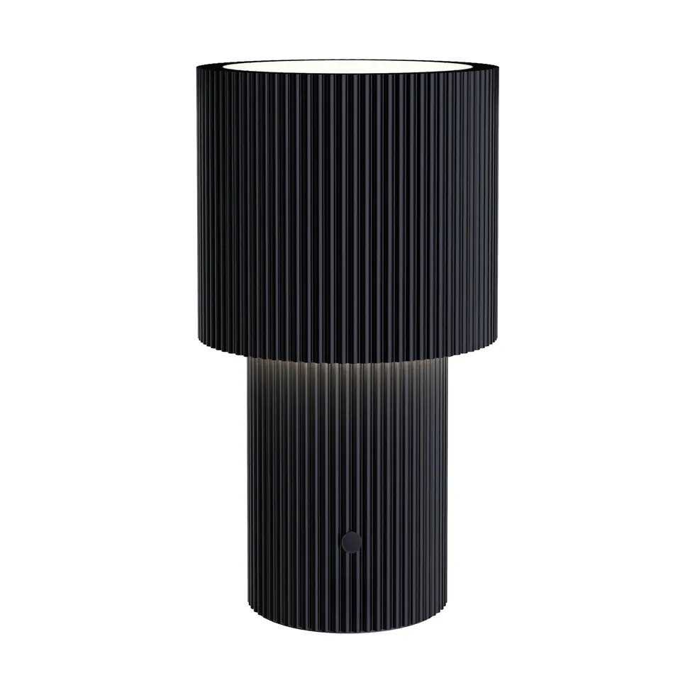 Iluma LED-bordlampe med batteri, sort, højde 22,1 cm – Herstal - Stue - Moderne - Aluminium - Med én lyskilde