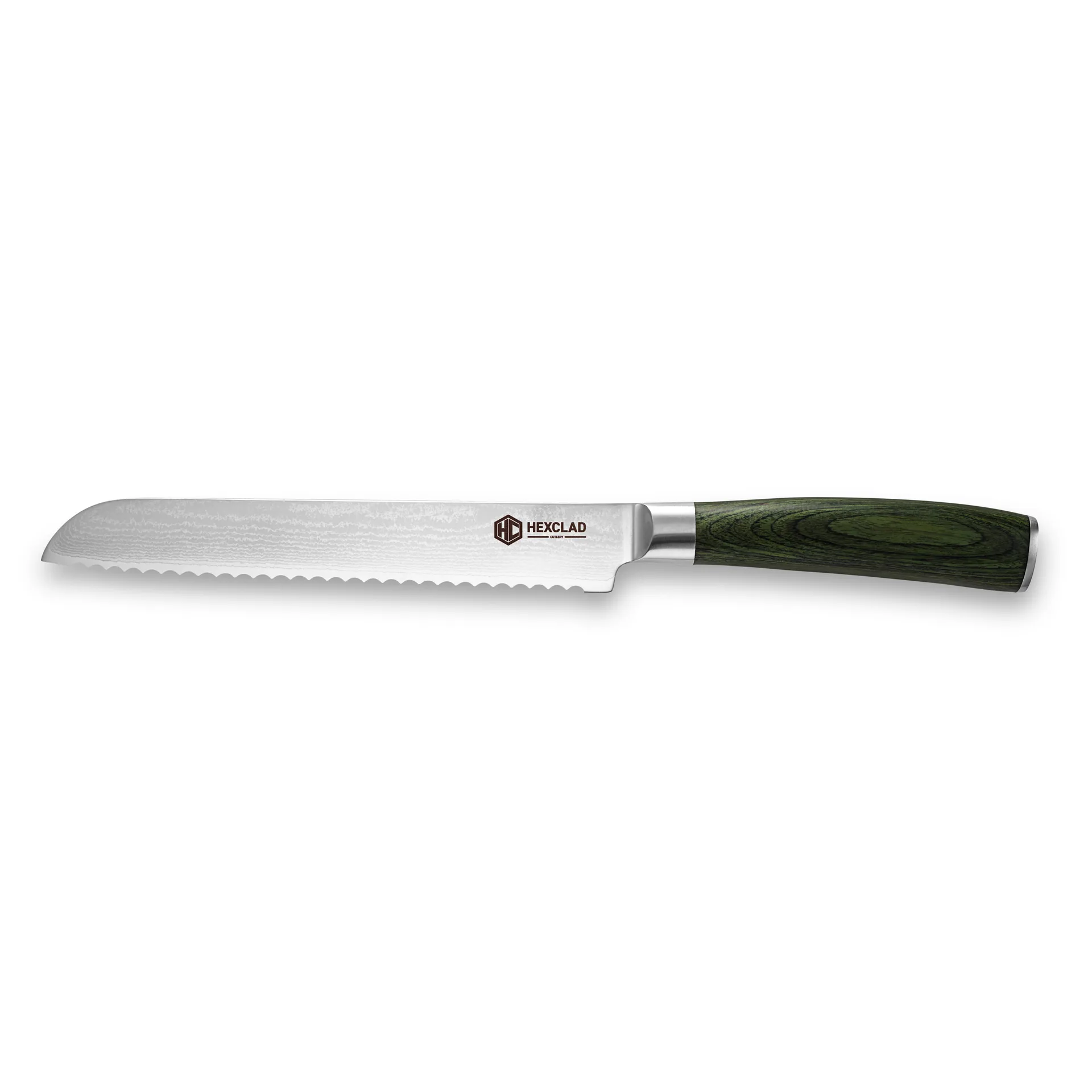Hexclad Hexclad brødkniv 67-lags Damaskus 20 cm Grøn