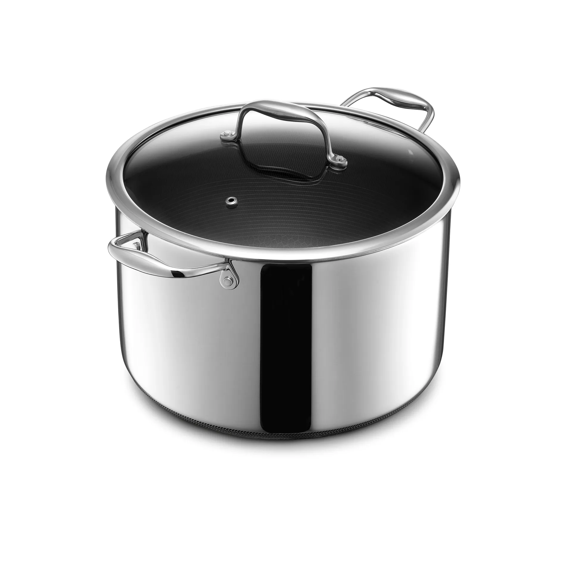 Hexclad Hexclad hybrid gryde med glaslåg 9,5 L Sølv