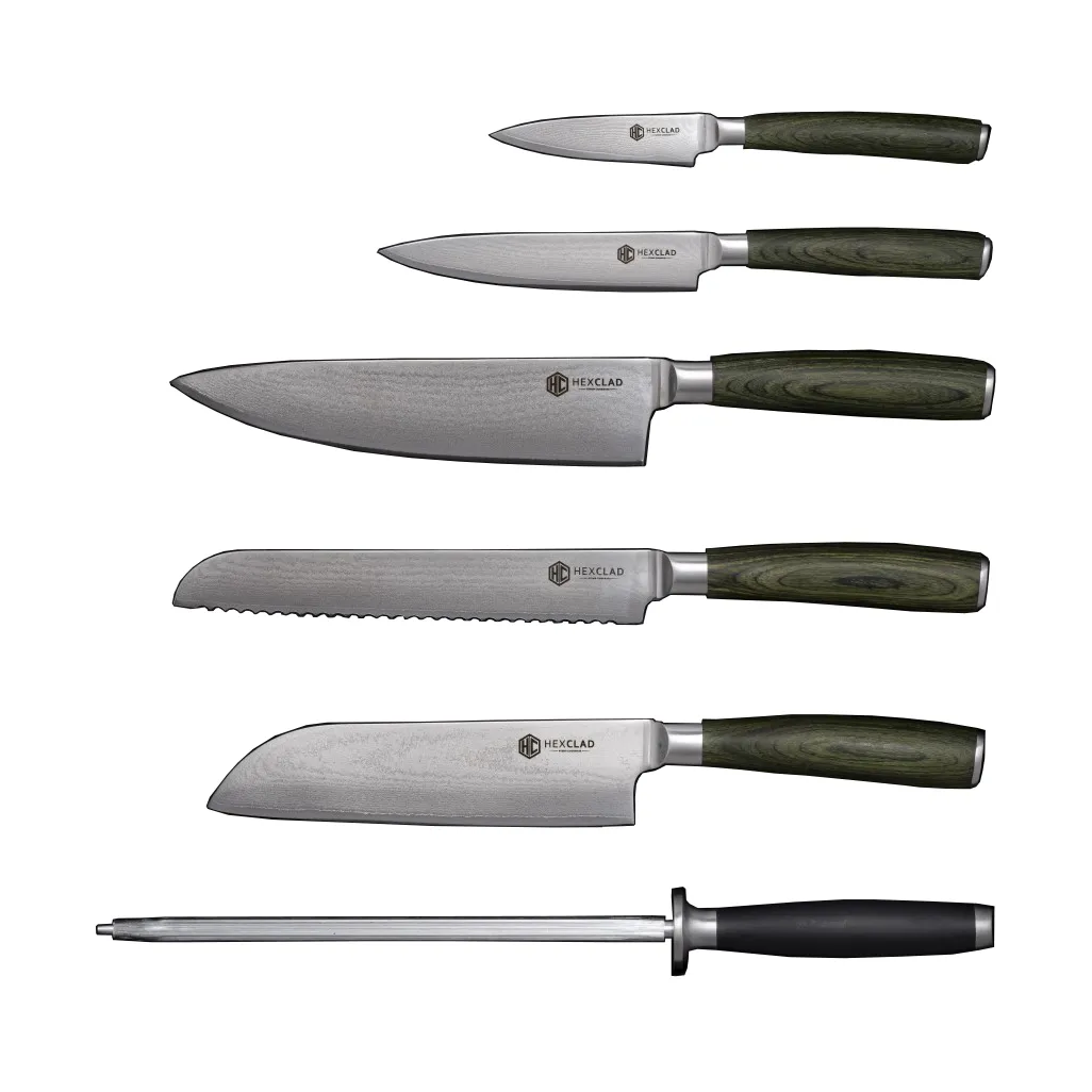 Hexclad Hexclad knivset 6-delar Damaskus st&aring;l
