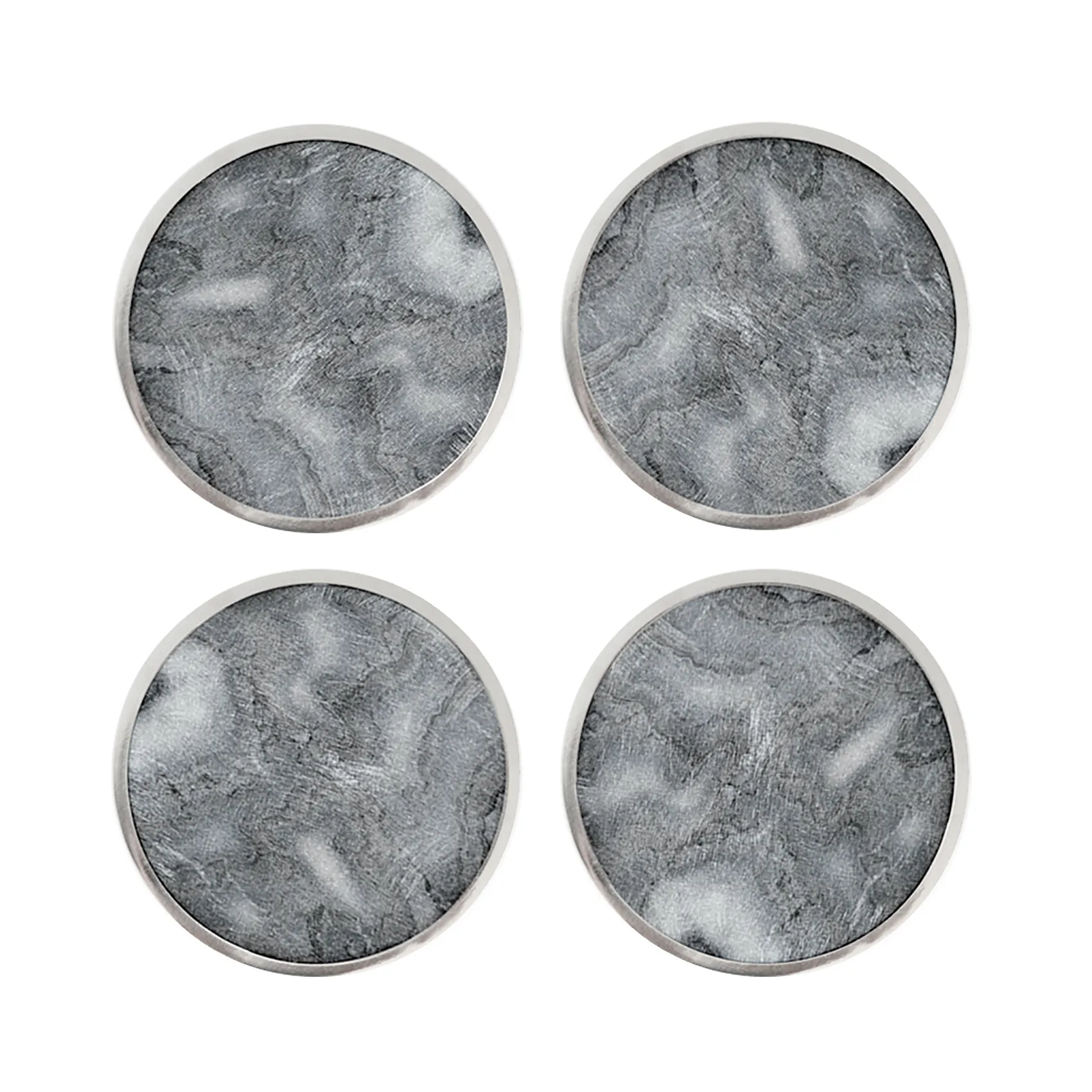 Hilke Collection Hilke Collection glasbrikker Ø10 cm 4 stk Marmor-grå-nikkel