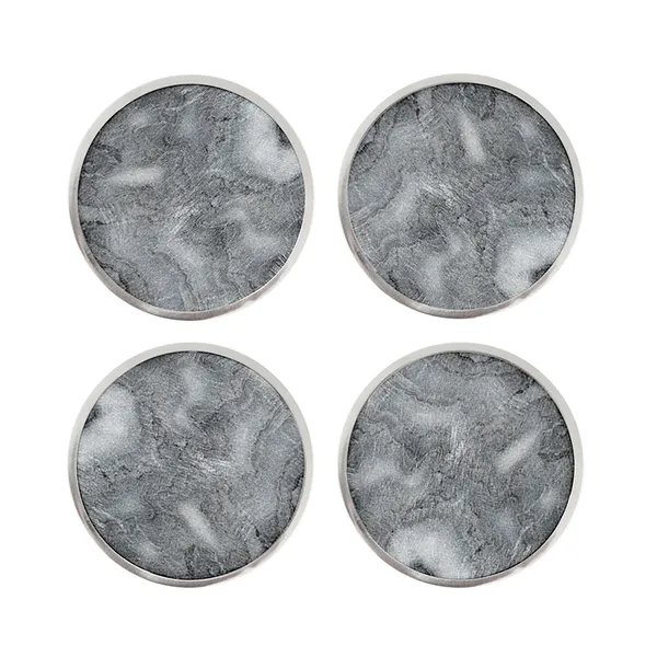 Hilke Collection glasunderlägg Ø10 cm 4-pack, Marmor-grå-nickel