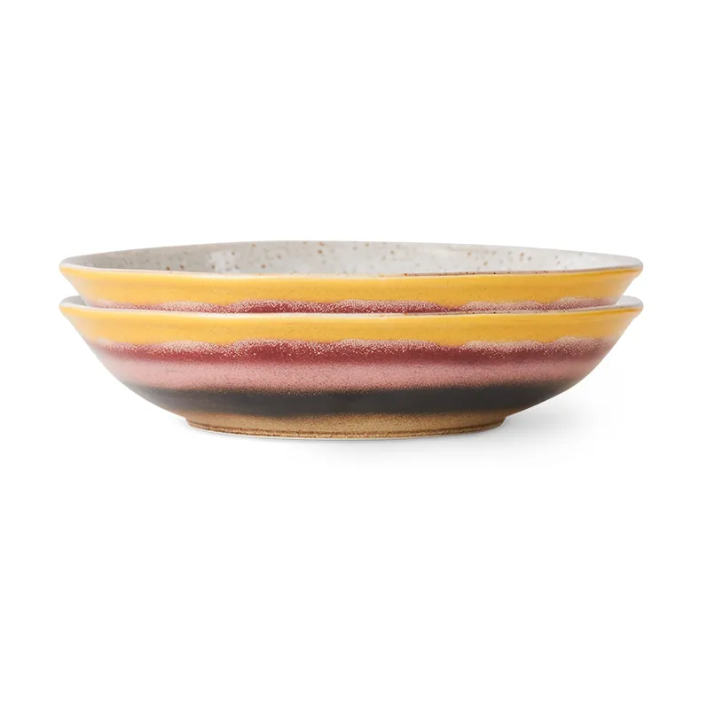 HKliving 70's curry skål 21,7x21 cm 2-pak Hibiscus