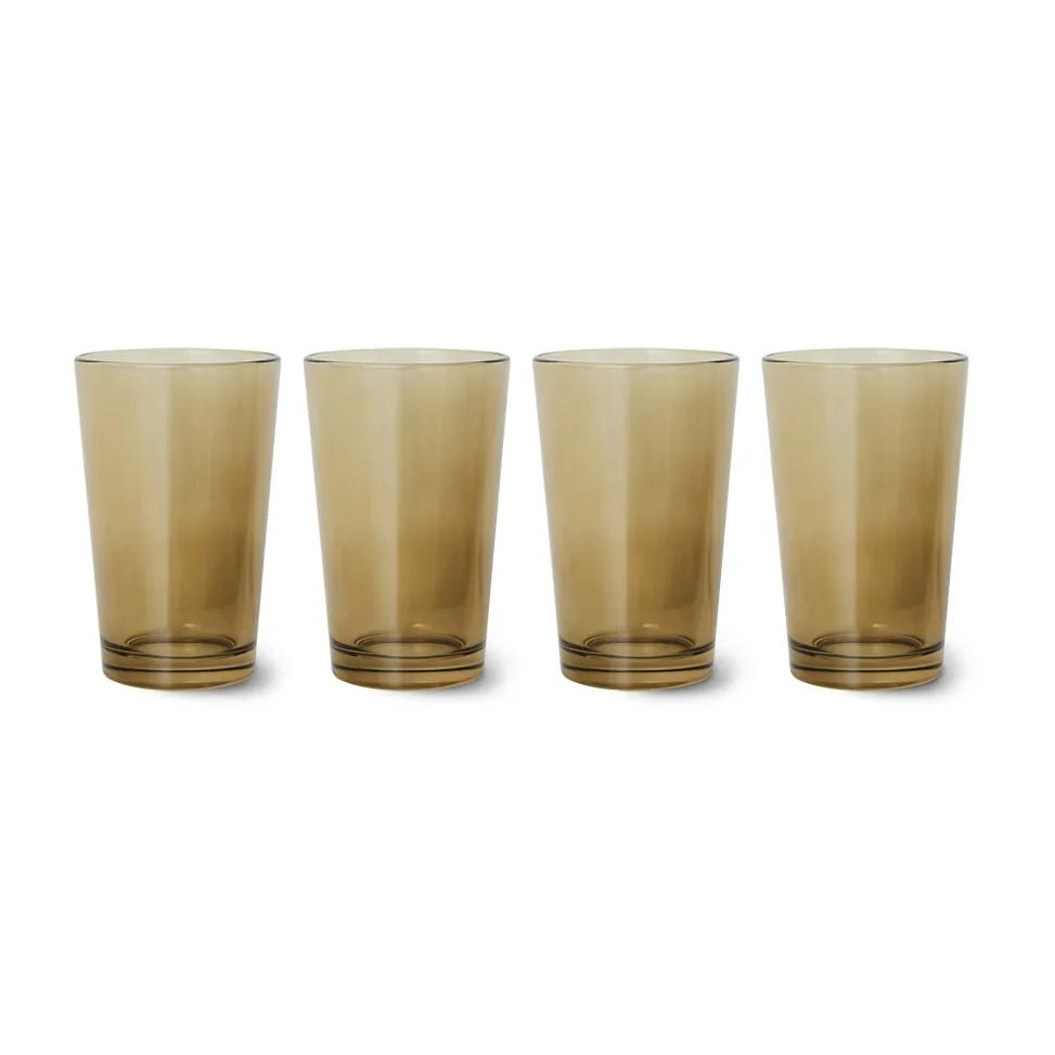 HKliving 70's glassware teglas 20 cl 4-pack Mud brown