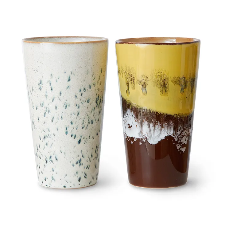 HKliving 70's lattemugg 28 cl 2 delar Brine