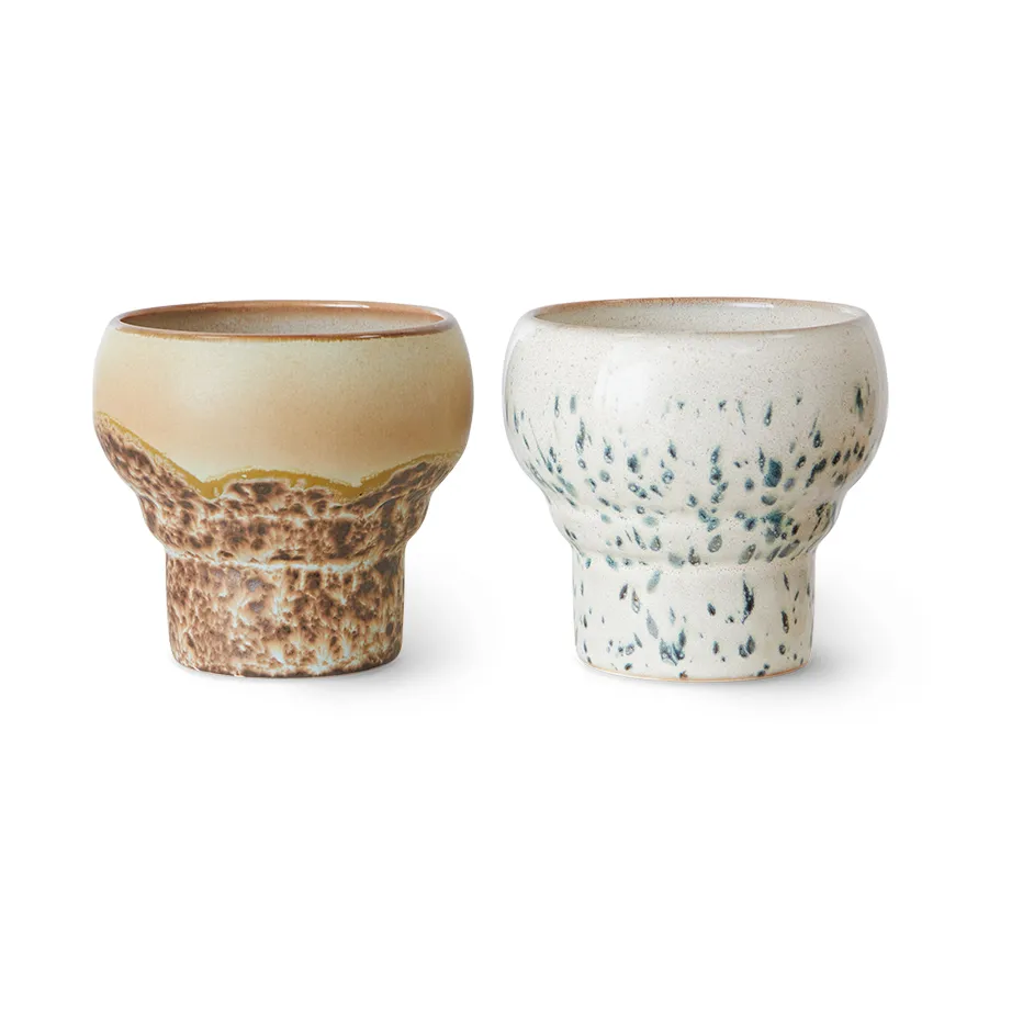 HKliving 70's lungo mugg 24 cl 2-pack Coral